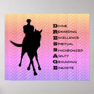 Dressurreiten ist Pferd und Reiter Silhouette  Poster