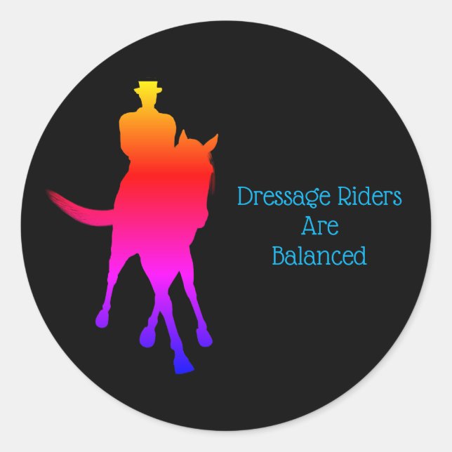 Dressurreiter sind ausgeglichene Rainbow Runder Aufkleber (Vorderseite)
