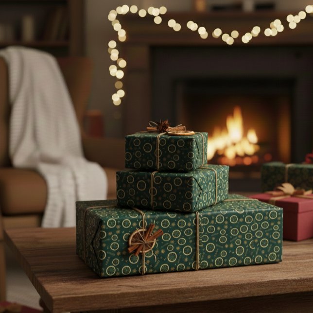 Dried Citrus & Gold Pattern Wrapping Paper Geschenkpapier (Von Creator hochgeladen)