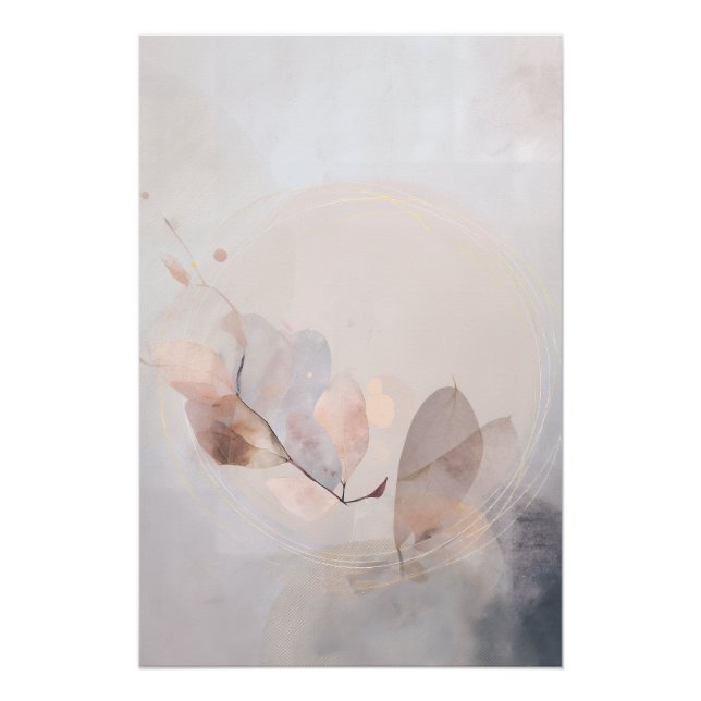 Dried Eucalyptus Leaves Gold Circle Minimal Art Poster (Vorderseite)