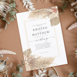 Dried Palm Boho Wedding Einladung