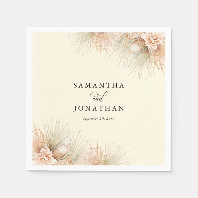 Dried Palms Blush Blume Boho Wedding Serviette (Vorderseite)