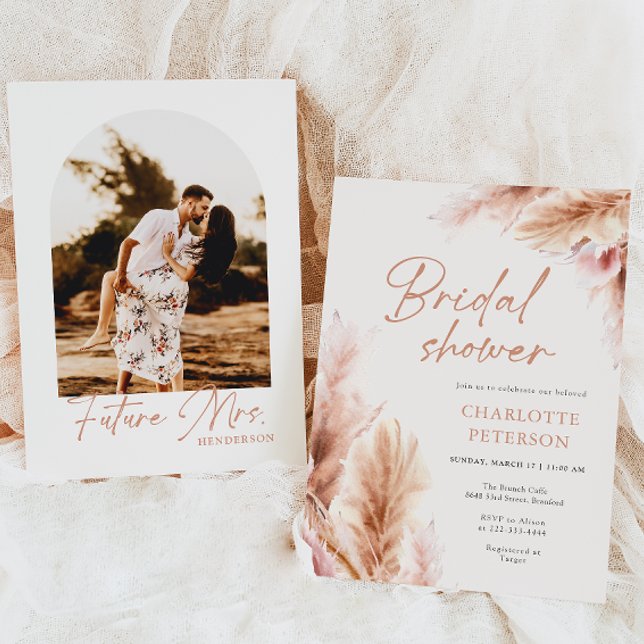 Dried Pampas Grass Boho Photography Bridal Shower Einladung (Von Creator hochgeladen)