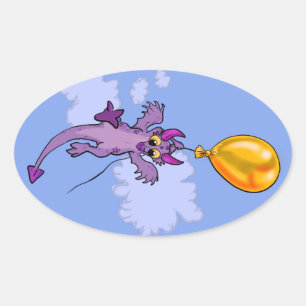 Drift Away Balloon Dragon Ovaler Aufkleber