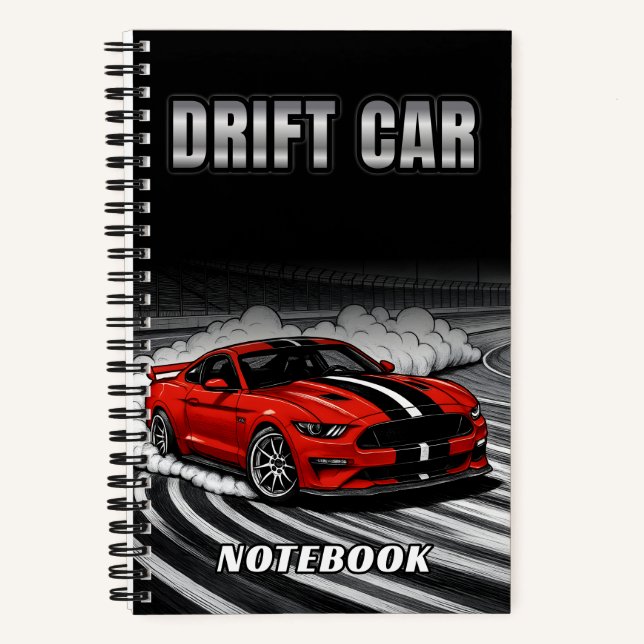 Drift Car Red Notebook Cover Notizbuch (Vorderseite)