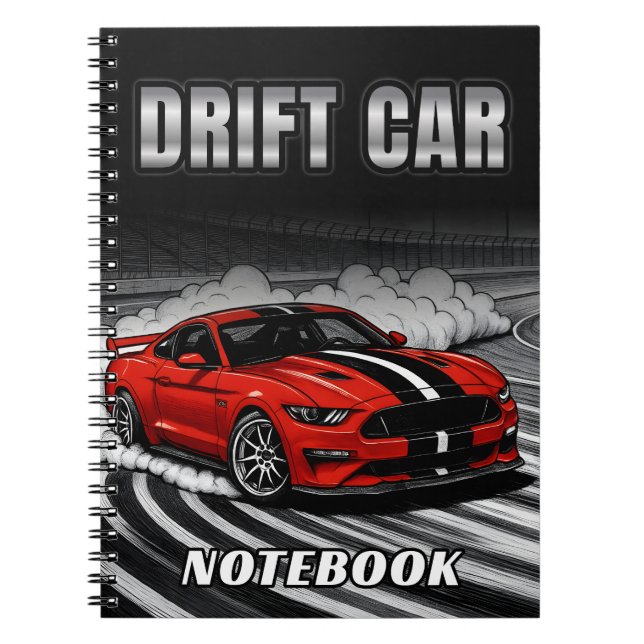 Drift Car Roter Muscle Notebook Notizblock (Vorderseite)