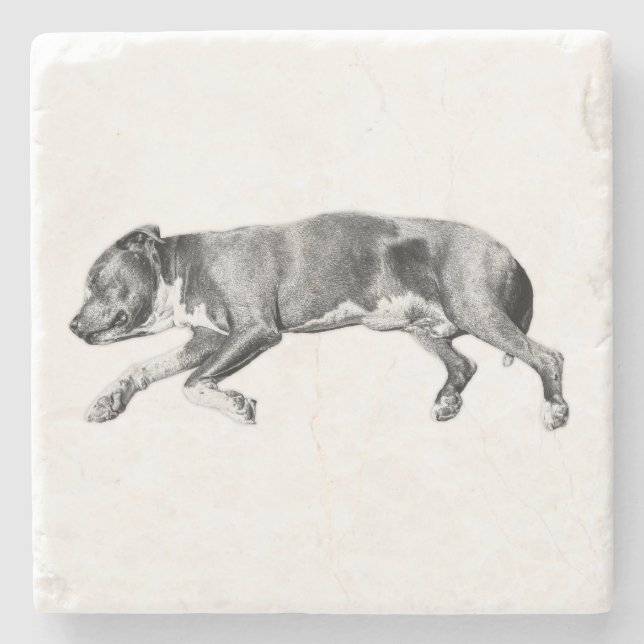 Drift in Calm - Detaillierte Dog-Nummer Steinuntersetzer (Vorderseite)