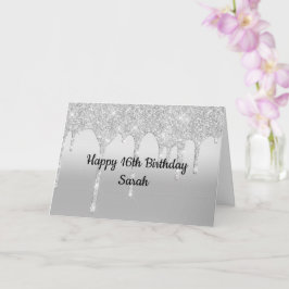 Driften Glitzer Silver Personalisiert Geburtstag Karte