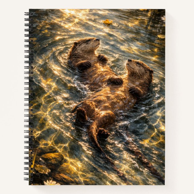 Drifting Together | River Otter Art | Notebook Notizbuch (Vorderseite)