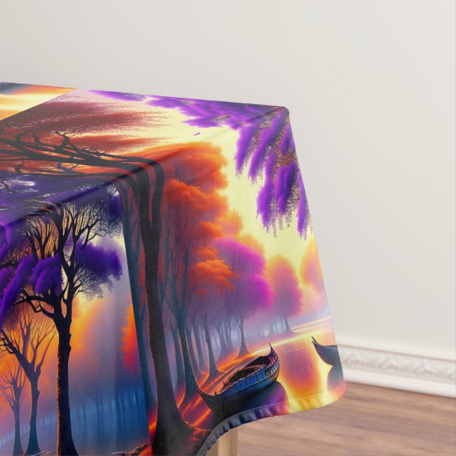 "Drifting Tranquility: Kanus unter Jacarandas Tischdecke (Beispiel)