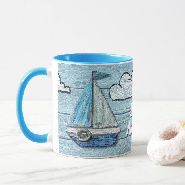 Driftwood Beach Design Yacht 2 Töne Kaffee Tasse. Tasse (Mit Donut)