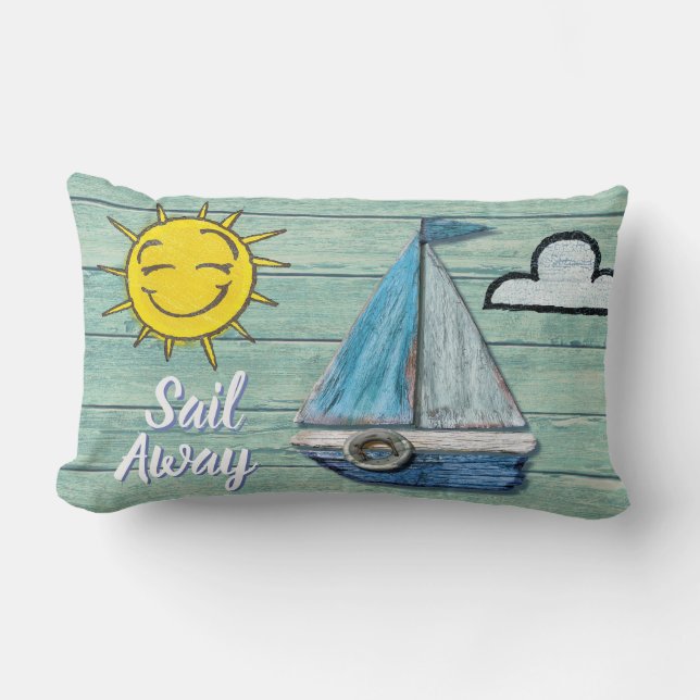 Driftwood Beach Design Yacht Lumbar Kissen. Lendenkissen (Vorderseite)