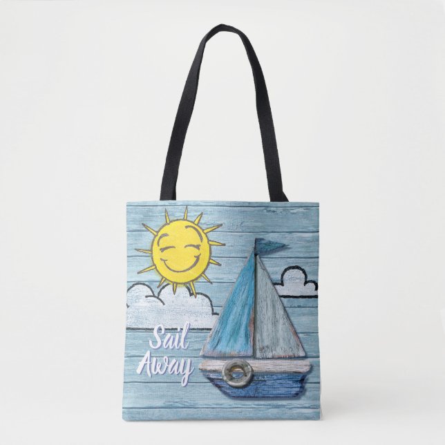 Driftwood Beach Design Yacht Tote Tasche. (Vorderseite)