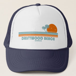 Driftwood Beach Georgia Sun Palm Trees Truckerkappe