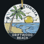 Driftwood Beach Georgia Vintag Keramik Ornament<br><div class="desc">Driftwood Beach handgezeichnete Abbildung mit Bergen und Ozeanwellen im Hintergrund. Ideal für alle,  die Lieben,  Driftwood Beach zu besuchen.</div>