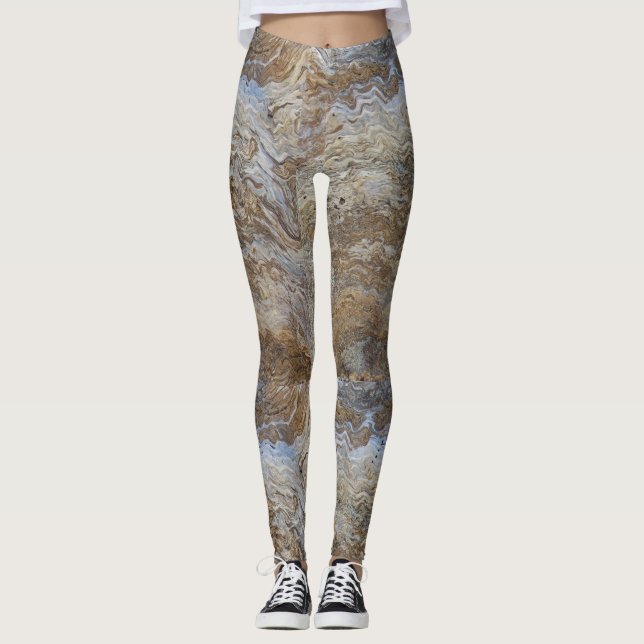 Driftwood Gran Foto Brown White Rustic Woodgrain Leggings (Vorderseite)