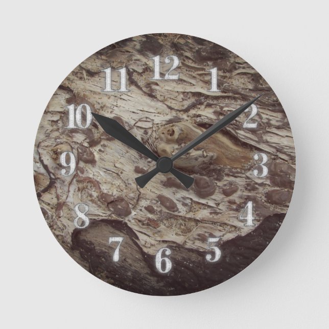 Driftwood Gran Pattern Foto Rustikales Holzkorn Runde Wanduhr (Vorderseite)