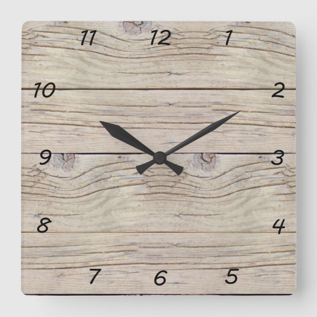 Driftwood-Hintergrund Quadratische Wanduhr (Vorderseite)