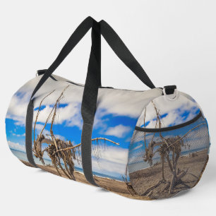 Driftwood-Kunstwerk am Hokitika Beach, Neuseeland Duffle Bag