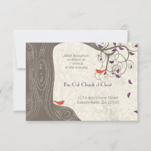 Driftwood Mandarine Birds Lila Leaf Hochzeit Einladung