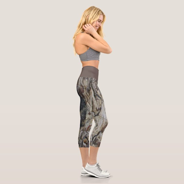 Driftwood Muster Foto Natur Rustikales Holzkorn Capri Leggings (Rechts)