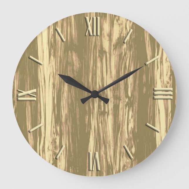 Driftwood-Muster - Kakaobraun und braun Große Wanduhr (Vorderseite)