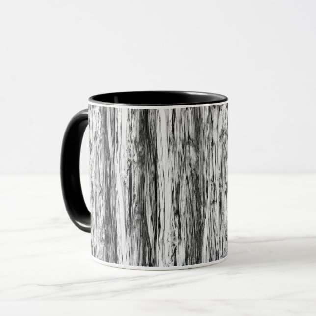 Driftwood-Muster - schwarz, weiß und grau Tasse (Vorderseite Links)