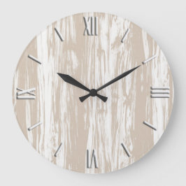 Driftwood-Muster - Taubbraun und Weiß Große Wanduhr