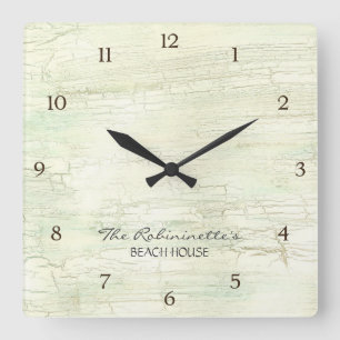Driftwood Ocean Beach House Coastal Seashore Quadratische Wanduhr