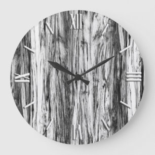 Driftwood pattern - black, white and grey große wanduhr