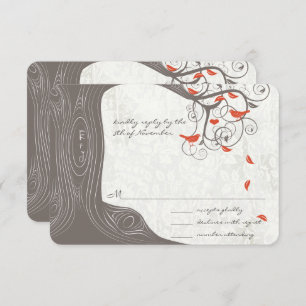 Driftwood Tree Coral Love Birds Hochzeit Einladung