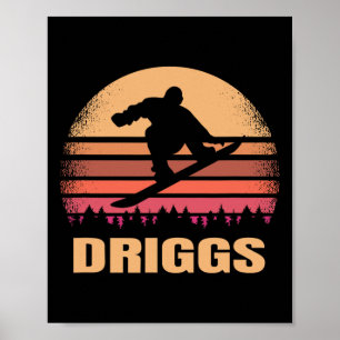 Driggs Idaho Snowboarden Outdoor Vintage Id Retro Poster