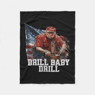 Drill Baby Drill American 2025 Trump Präsident USA Fleecedecke