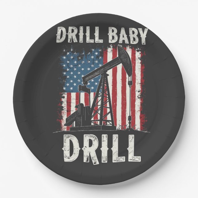 Drill Baby Drill American Trump Energy Economy Pappteller (Vorderseite)