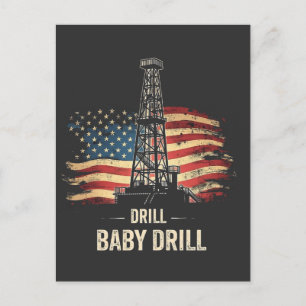 Drill Baby Drill American Trump Energy Economy Postkarte