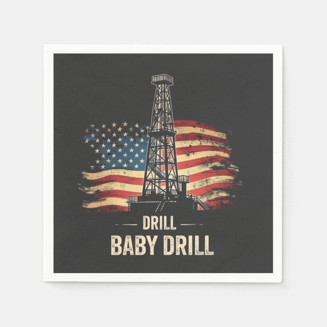 Drill Baby Drill American Trump Energy Economy Serviette (Vorderseite)