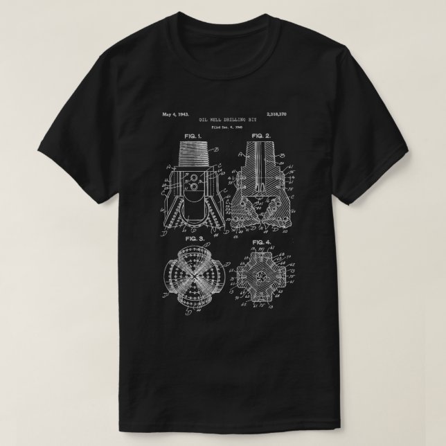 Drill Bit Blueprint Petroleum Engineer Oilfield T-Shirt (Design vorne)