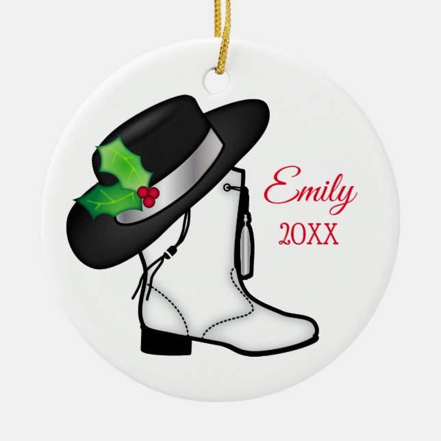 Drill Dance Team Christmas Boot und Hat Keramik Ornament (Vorne)