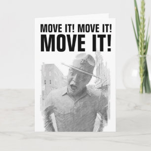 DRILL SERGEANT MARINES PENCIL SKETCH BIRTHDAY CARD KARTE