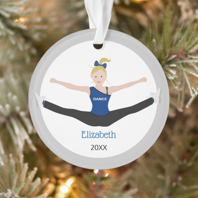 Drill Team Blonde Athlete in Blau und Schwarz Ornament (Baum)