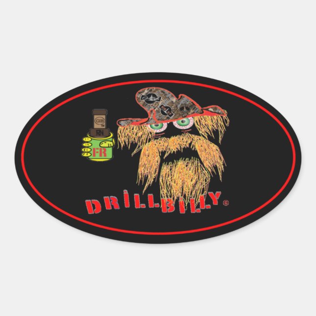 DRILLBILLY Oilfield Ovaler Aufkleber (Vorderseite)