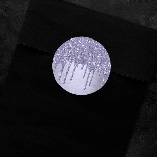 Drilling Chic Glitzer Lavendel Lila Icing Pour Runder Aufkleber