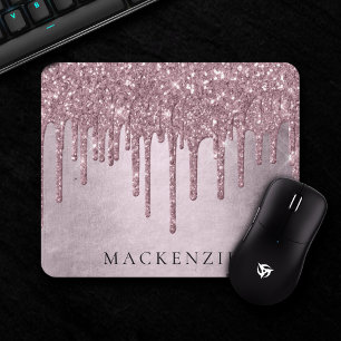 Drilling Girly Glitzer   Dusty Mauve Pink Monogram Mousepad
