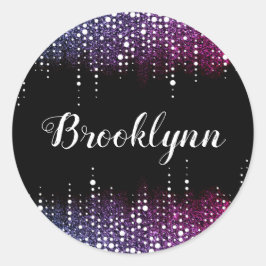 Drilling Glitzer Rain Lila Sequins Sparkle Black Runder Aufkleber