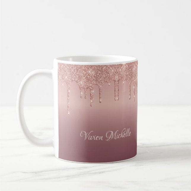 Drilling Glitzer Rose Gold Sparkling Kaffeetasse (Links)