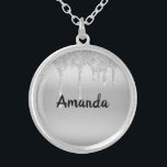 Drilling Glitzer Silver Personalisiert Versilberte Kette<br><div class="desc">Drilling Glitzer Silver Personalisiert Necklace,  Personalisiert,  Geschenk für sie</div>