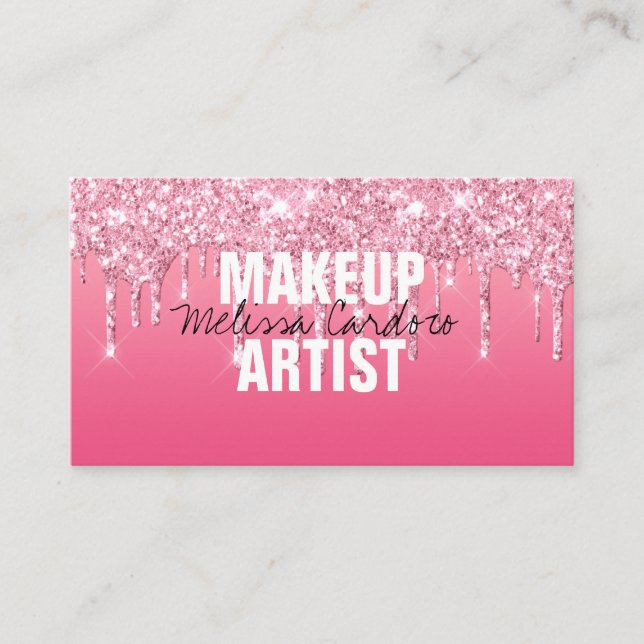 Drilling Pink Glitzer Fashion Business Card Visitenkarte (Vorderseite)