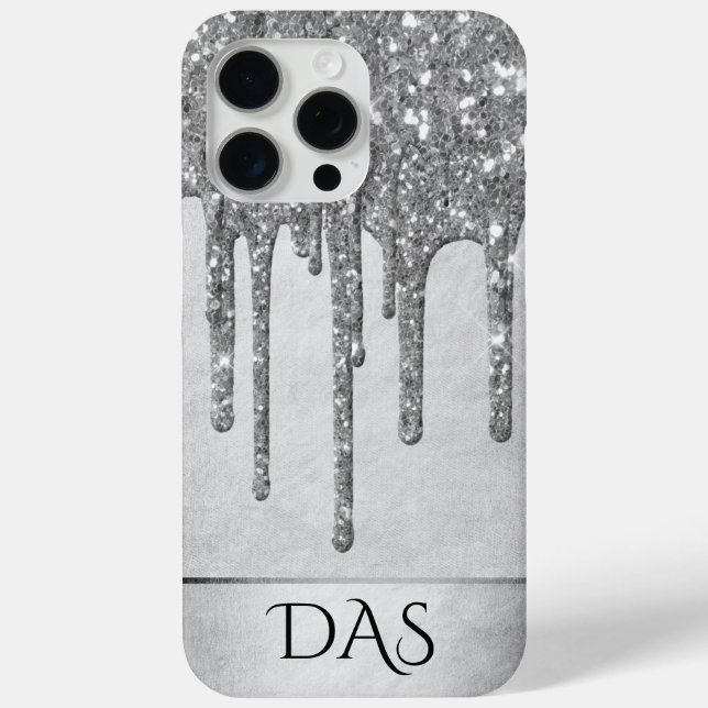 Drilling Silvery Glitzer | Platinum Glam Monogram Case-Mate iPhone Hülle (Rückseite)