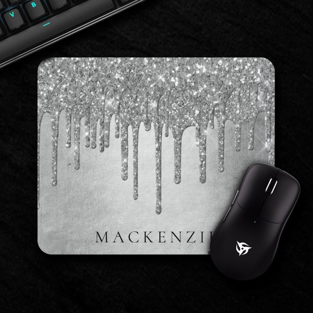 Drilling Silvery Glitzer | Platinum Glam Monogram Mousepad (Von Creator hochgeladen)