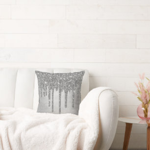 Drilling Silvery Glitzer Platinum Imitats Metall Kissen